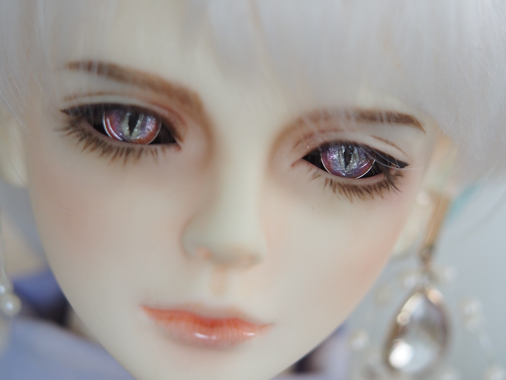 16.5mm/7.5mm パープル×ピンク系(黒白目)ジェムタイプ 七宝グラスアイ