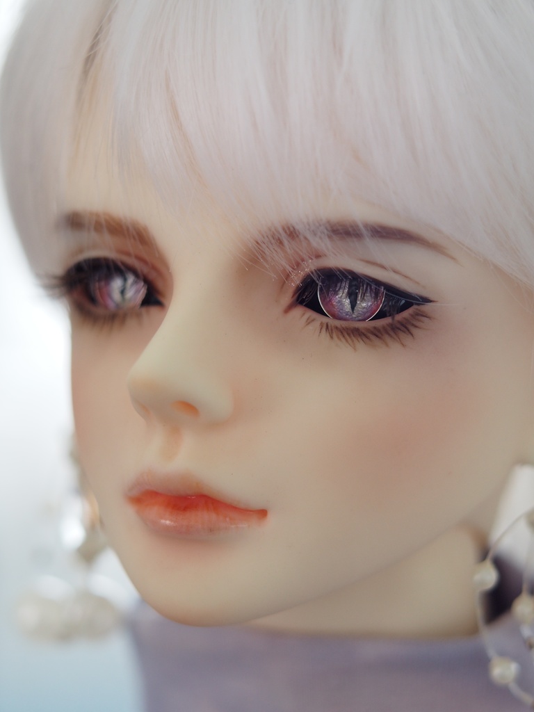 16.5mm/7.5mm パープル×ピンク系(黒白目)ジェムタイプ 七宝グラスアイ