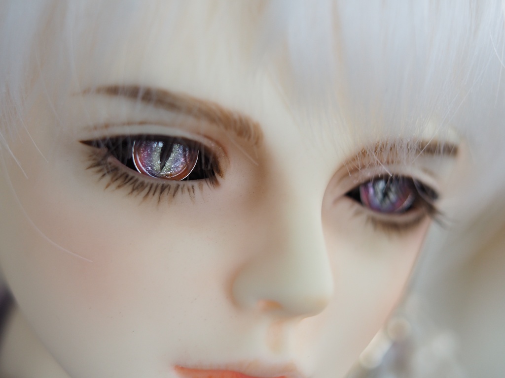 16.5mm/7.5mm パープル×ピンク系(黒白目)ジェムタイプ 七宝グラスアイ