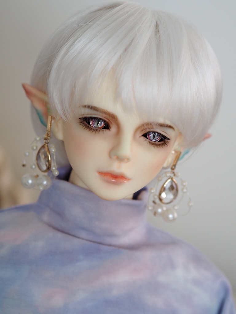 16.5mm/7.5mm パープル×ピンク系(黒白目)ジェムタイプ 七宝グラスアイ