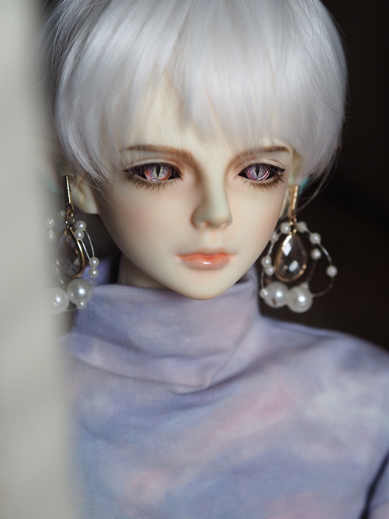 16.5mm/7.5mm パープル×ピンク系(黒白目)ジェムタイプ 七宝グラスアイ