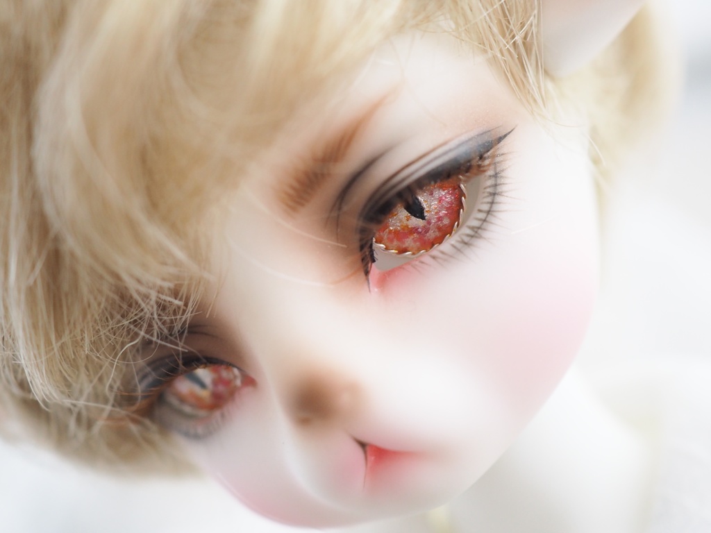 16.5mm/8.5mm 赤×橙系 猫目より線ジェムタイプ 七宝グラスアイ