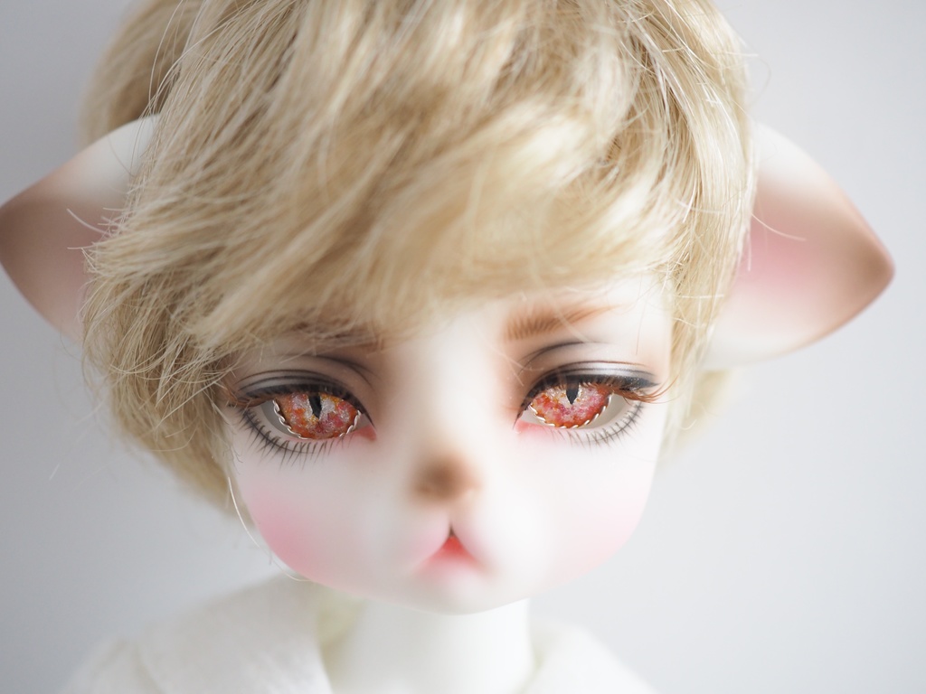 16.5mm/8.5mm 赤×橙系 猫目より線ジェムタイプ 七宝グラスアイ