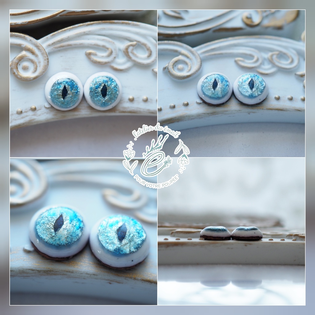 8mm/6.5mm キトンブルー 猫目 水彩タイプ 七宝グラスアイ