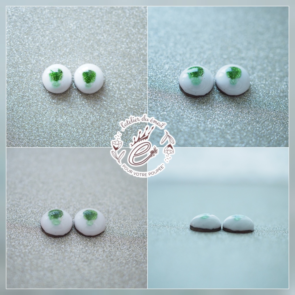 8mm/5-4mm 小虹彩グリーン系 アニメ風水彩タイプ 七宝グラスアイ