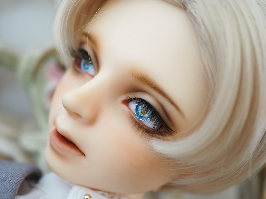 16mm/6.5mm 小虹彩ブルー系 より線ジェムタイプ 七宝グラスアイ