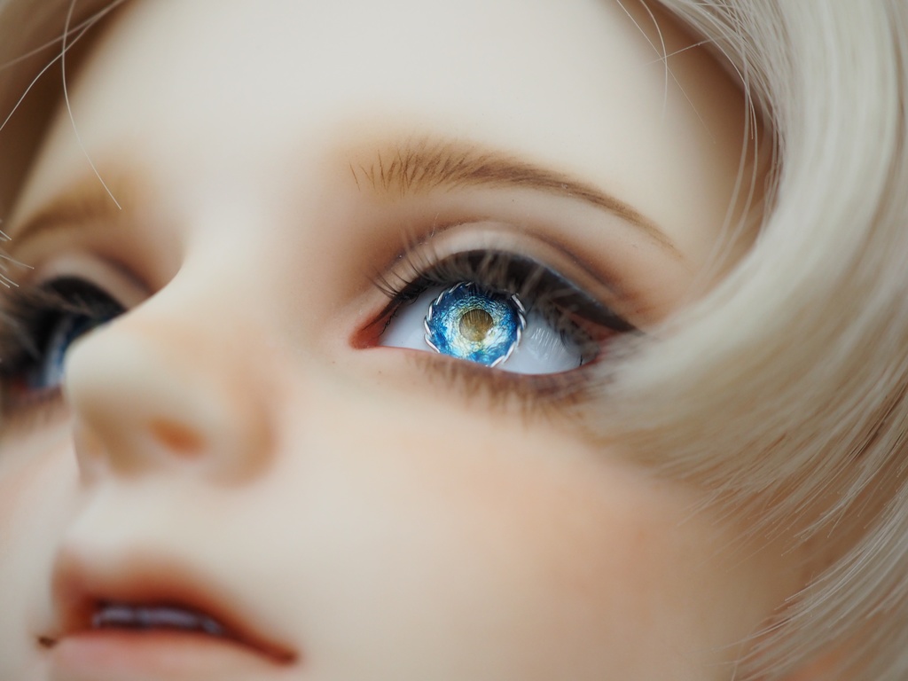 16mm/6.5mm 小虹彩ブルー系 より線ジェムタイプ 七宝グラスアイ