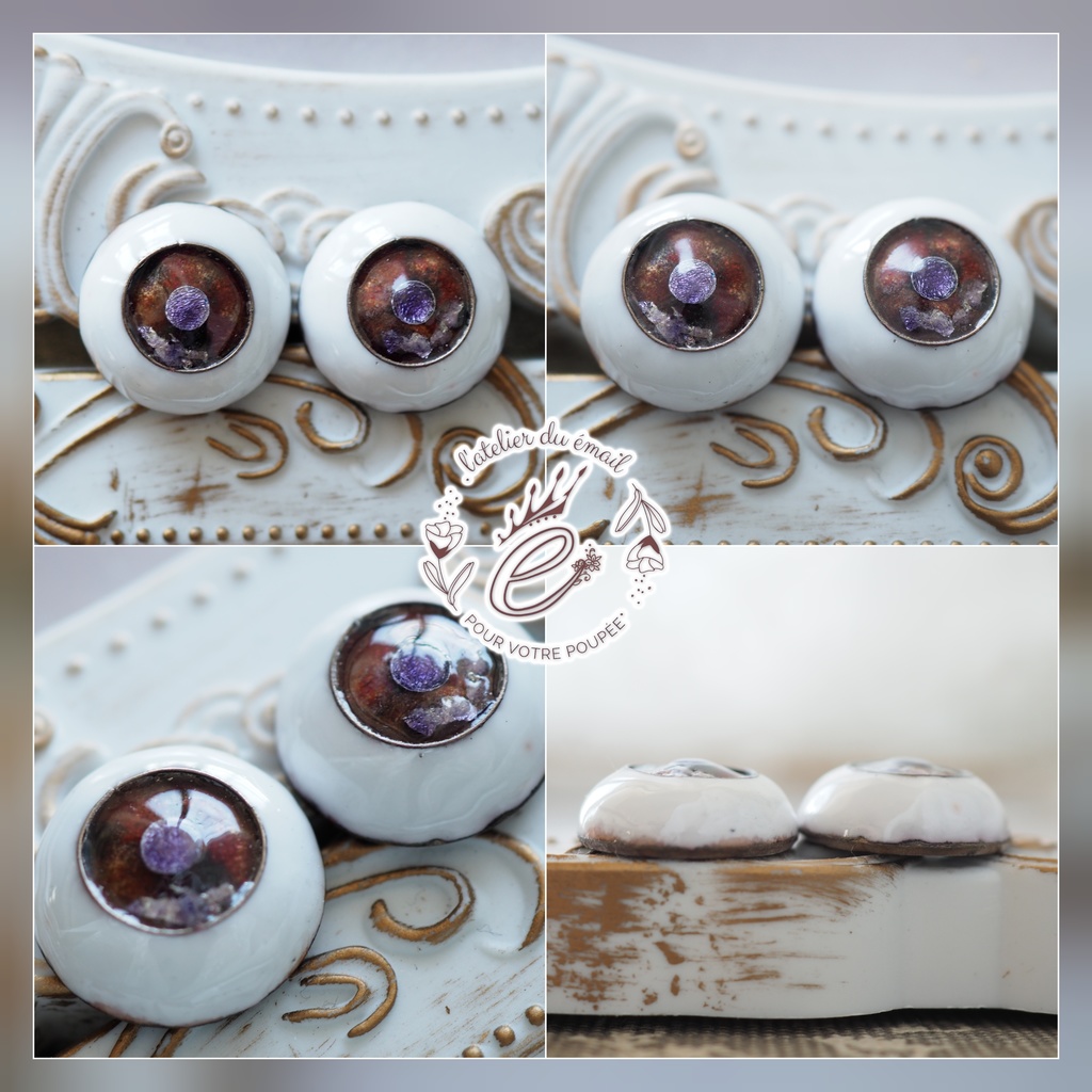 16mm/10mm 赤紫系 カッパータイプ 七宝グラスアイ