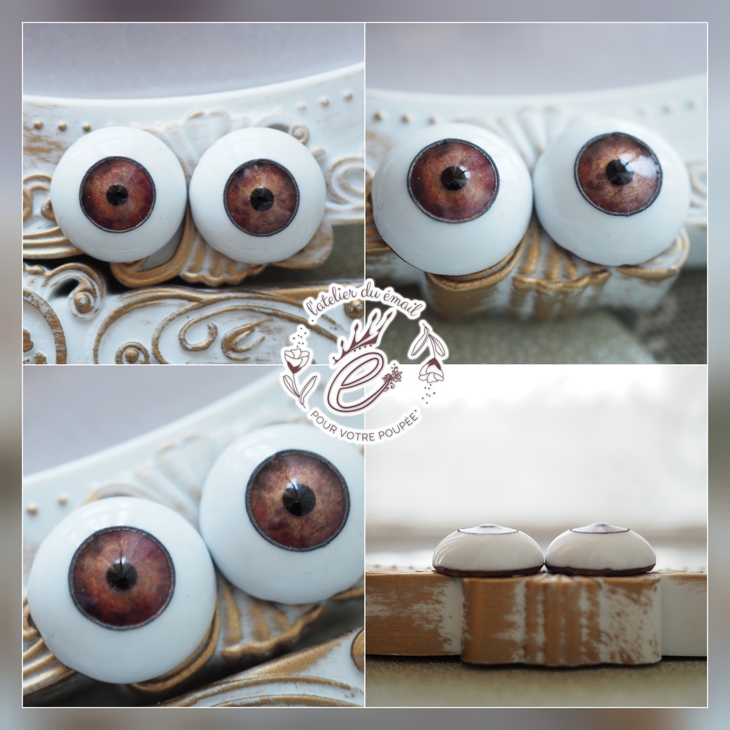 16mm/9mm ピンク×赤紫系 カッパータイプ 七宝グラスアイ