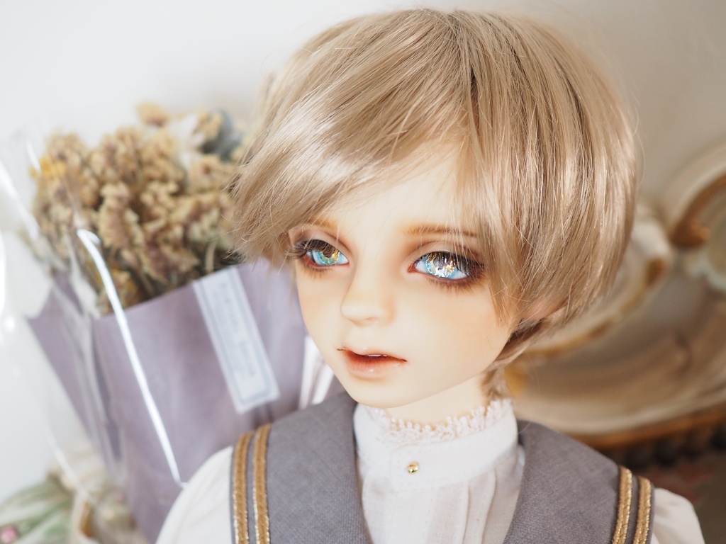 16mm/9mm オレンジ×ブルー より線ジェム+水彩タイプ 七宝グラスアイ