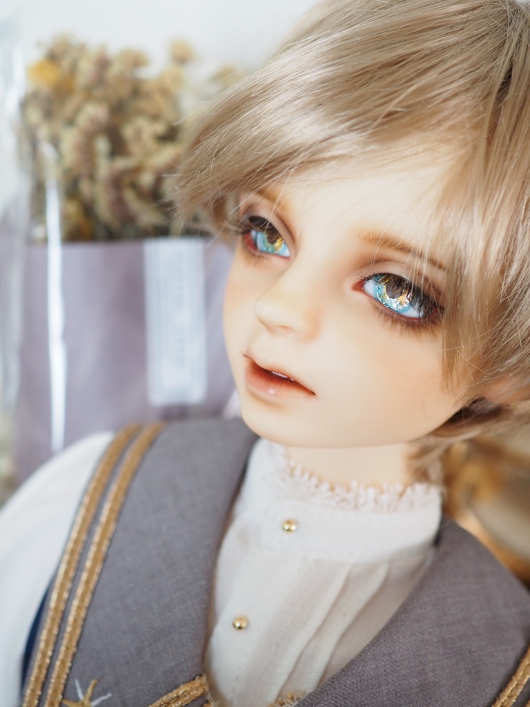 16mm/9mm オレンジ×ブルー より線ジェム+水彩タイプ 七宝グラスアイ