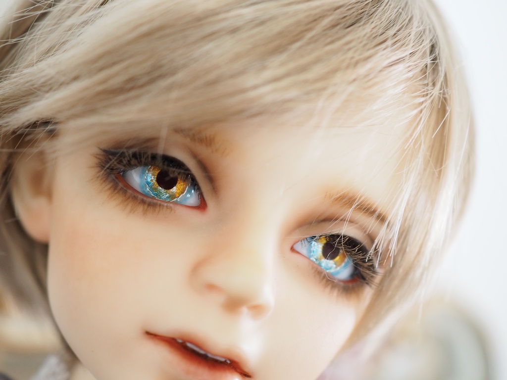 16mm/9mm オレンジ×ブルー より線ジェム+水彩タイプ 七宝グラスアイ