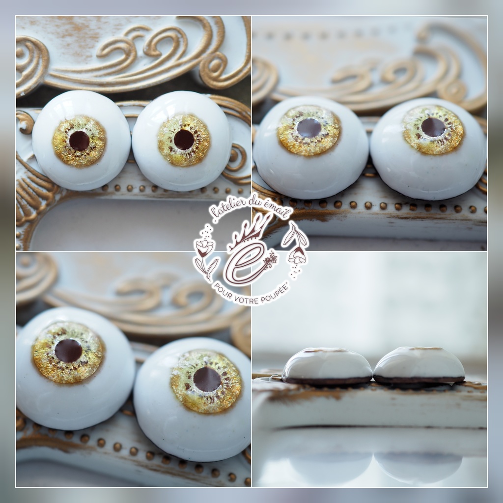 16mm/9mm 虹彩線ありイエロー系 水彩タイプ 七宝グラスアイ