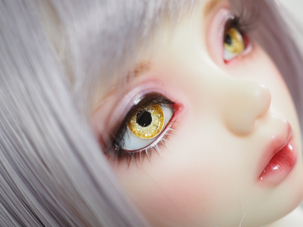 16mm/8mm イエローゴールド+金箔 ジェムタイプ 七宝グラスアイ