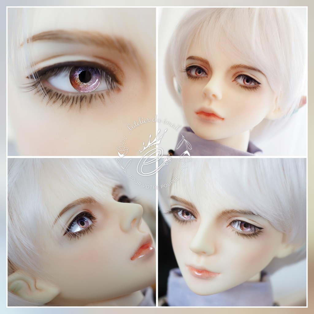 16mm/5.5mm 小虹彩 パープル×オレンジ×ピンク ジェムタイプ 七宝グラスアイ