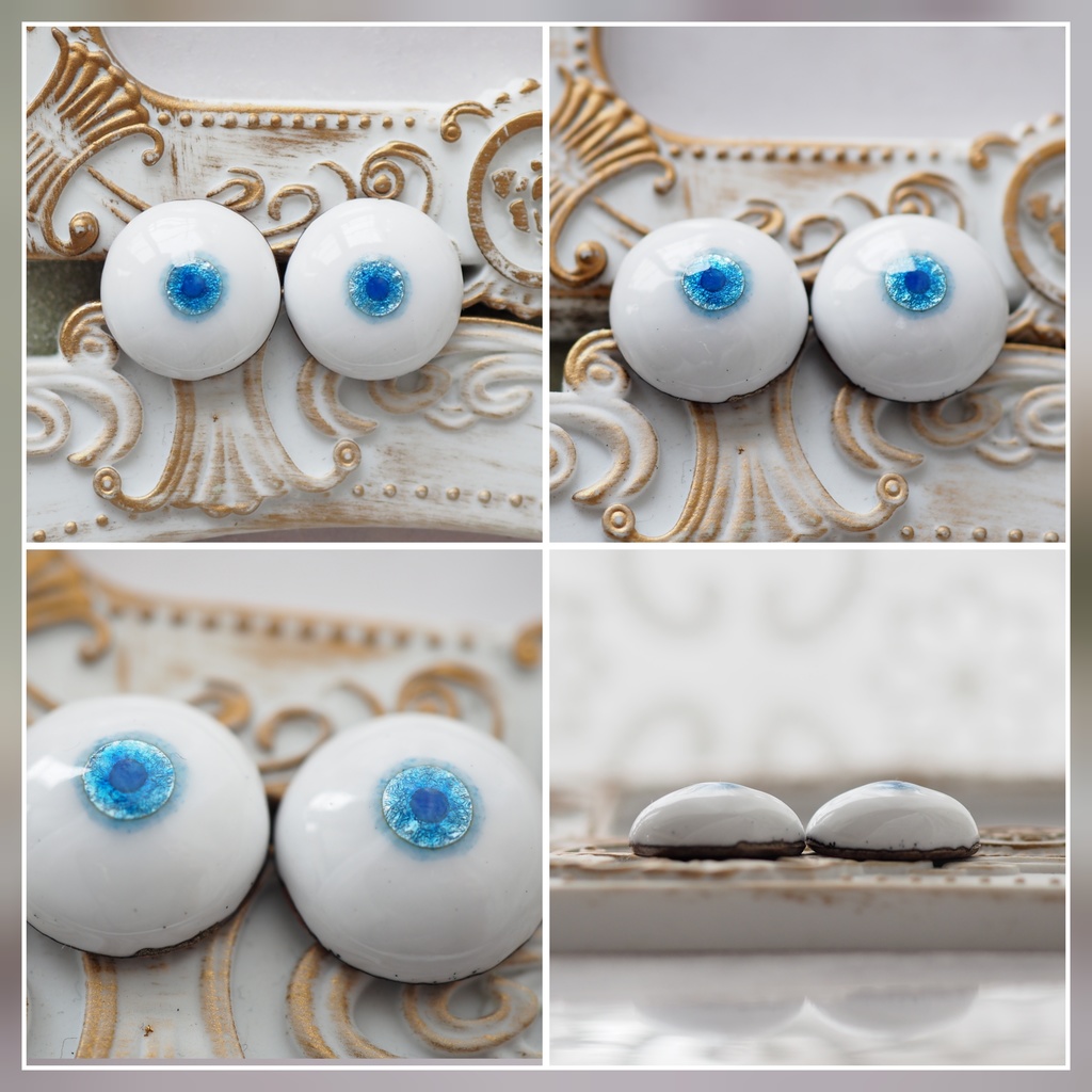 16mm/6mm 小虹彩 ブルー系 水彩タイプ 七宝グラスアイ