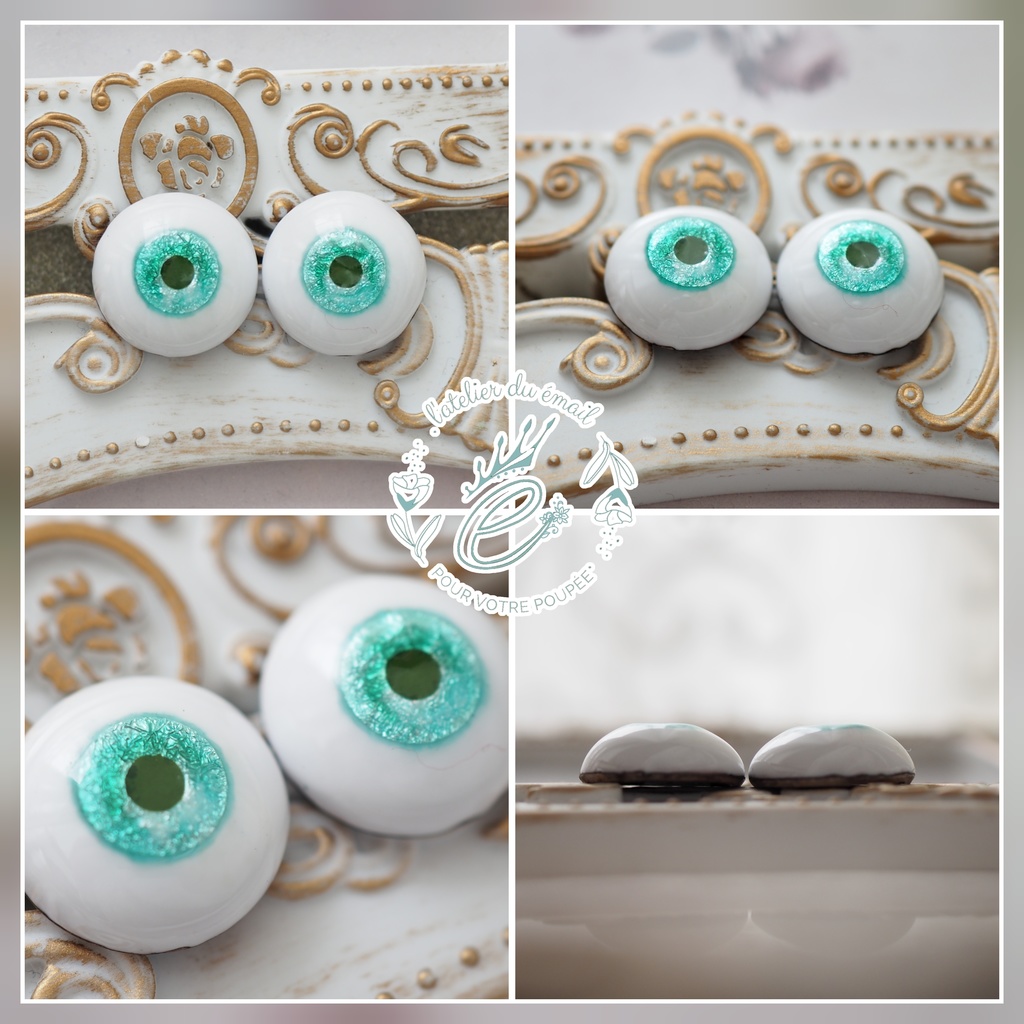 16mm/9mm ブルーグリーン系 水彩タイプ 七宝グラスアイ