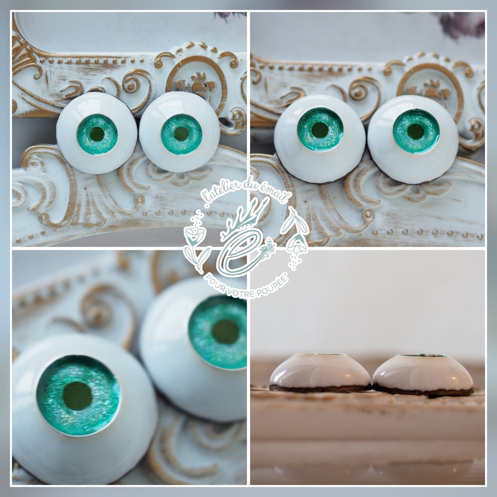 18mm/9.5mm ブルーグリーン ジェムタイプ 七宝グラスアイ