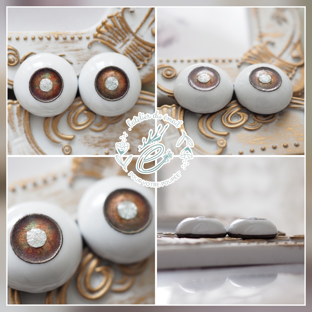 16mm/8.5mm 赤錆(シルバー瞳孔)カッパータイプ 七宝グラスアイ