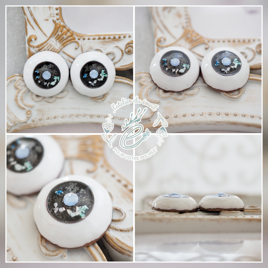 18mm/11mm ブラック×マイカ・銀箔 カッパータイプ 七宝グラスアイ