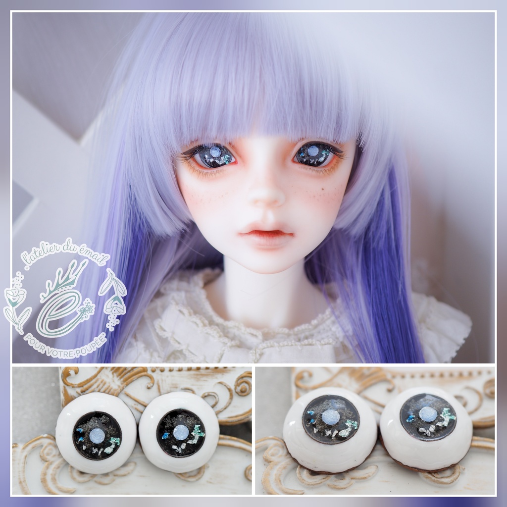 18mm/11mm ブラック×マイカ・銀箔 カッパータイプ 七宝グラスアイ