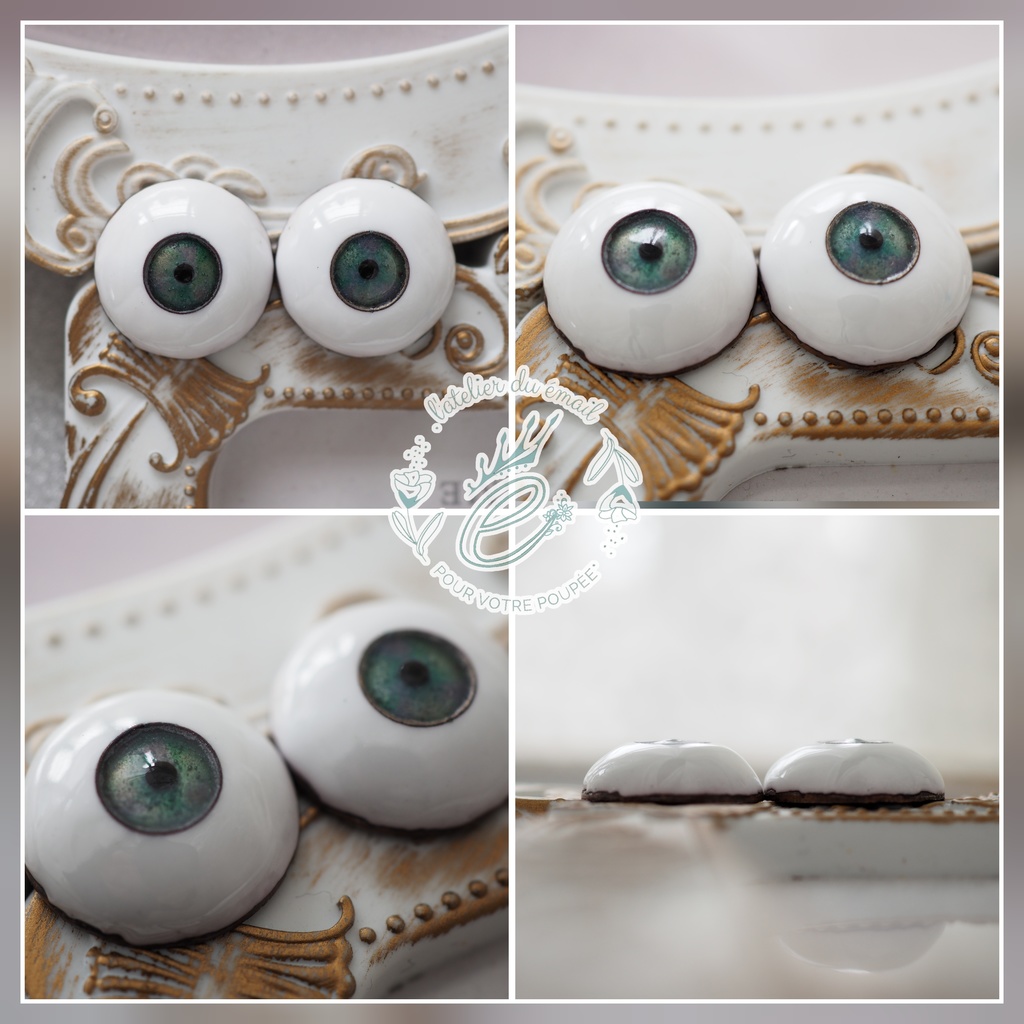 18mm/8mm 小虹彩グリーン系 カッパータイプ 七宝グラスアイ