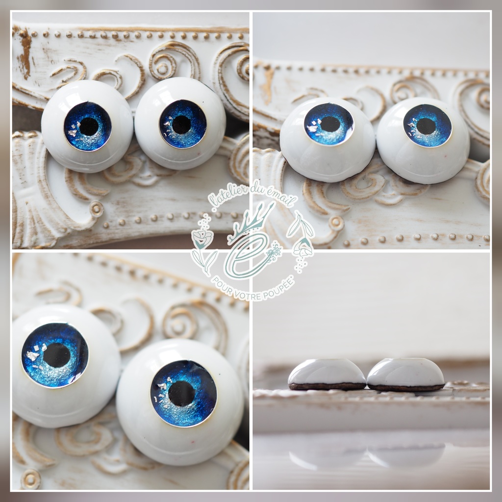 【B品】16mm/8.5mm ネイビーブルーグラデーション ジェムタイプ 七宝グラスアイ