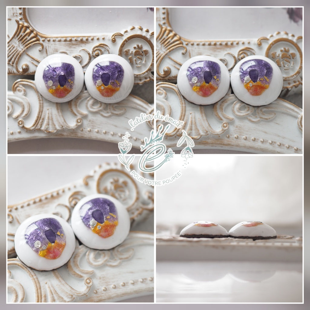 18mm/13-11.5mm DD向けアニメ風 パープル×オレンジ 七宝グラスアイ