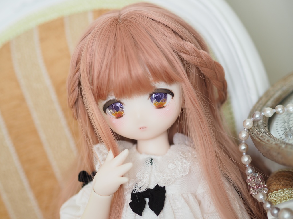 18mm/13-11.5mm DD向けアニメ風 パープル×オレンジ 七宝グラスアイ