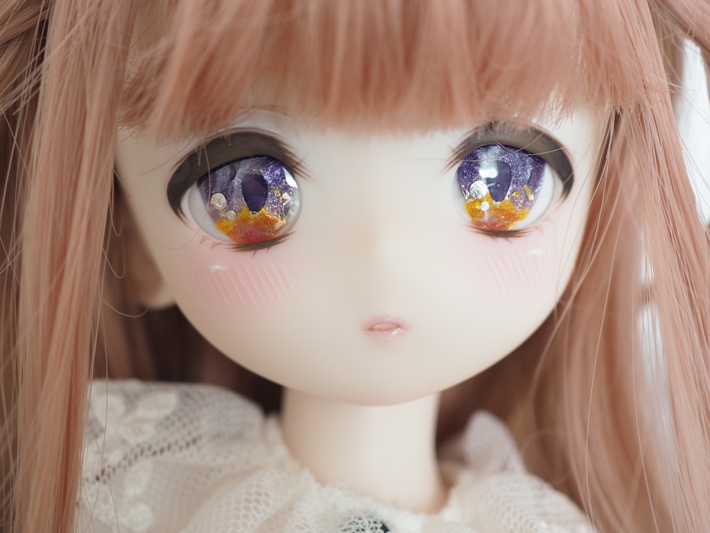 18mm/13-11.5mm DD向けアニメ風 パープル×オレンジ 七宝グラスアイ