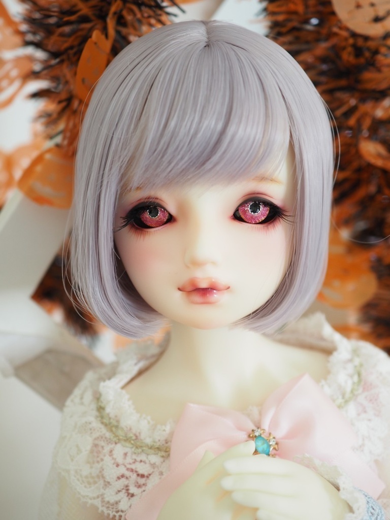 18mm/9mm 黒白目 ショッキングピンク系 水彩タイプ ハロウィン特別仕様 七宝グラスアイ