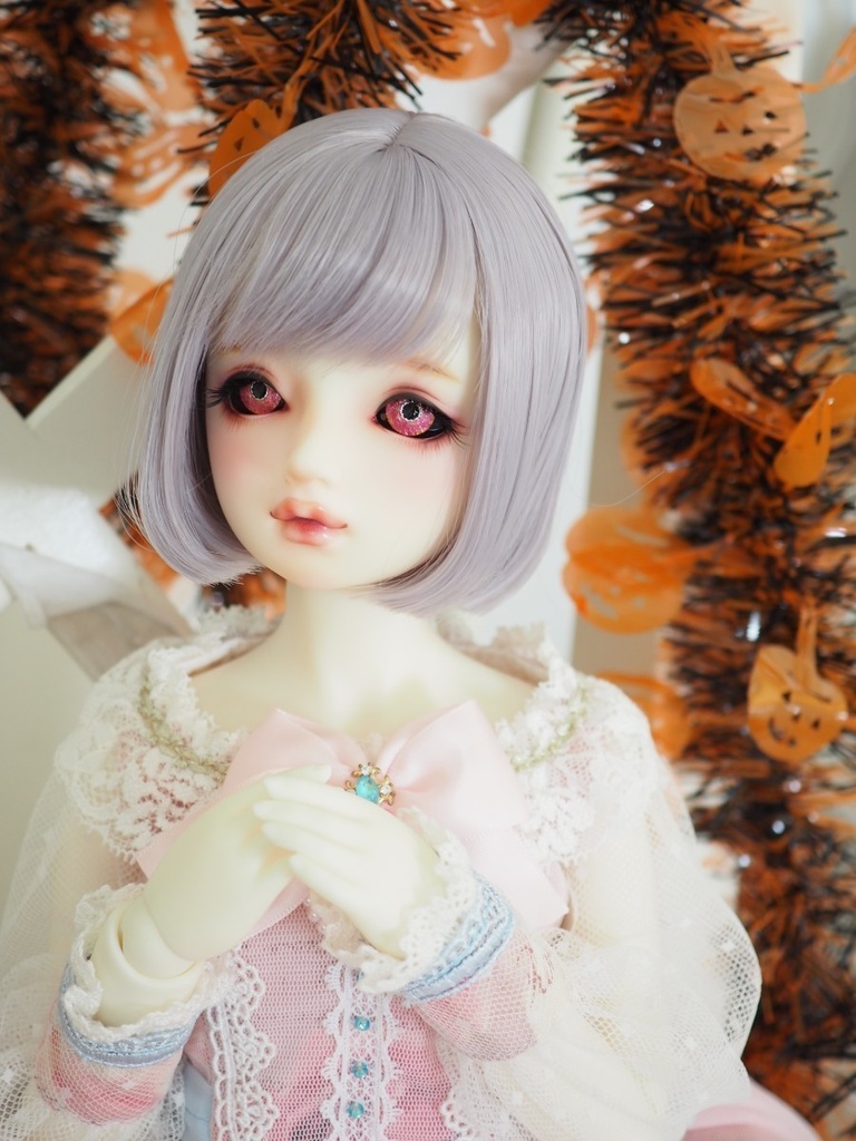 18mm/9mm 黒白目 ショッキングピンク系 水彩タイプ ハロウィン特別仕様 七宝グラスアイ