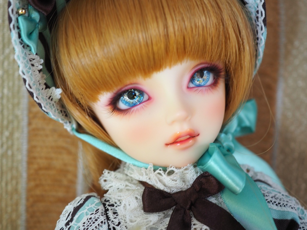16mm/8.5mm ブルー+イエロー 水彩タイプ 虹彩線あり 七宝グラスアイ