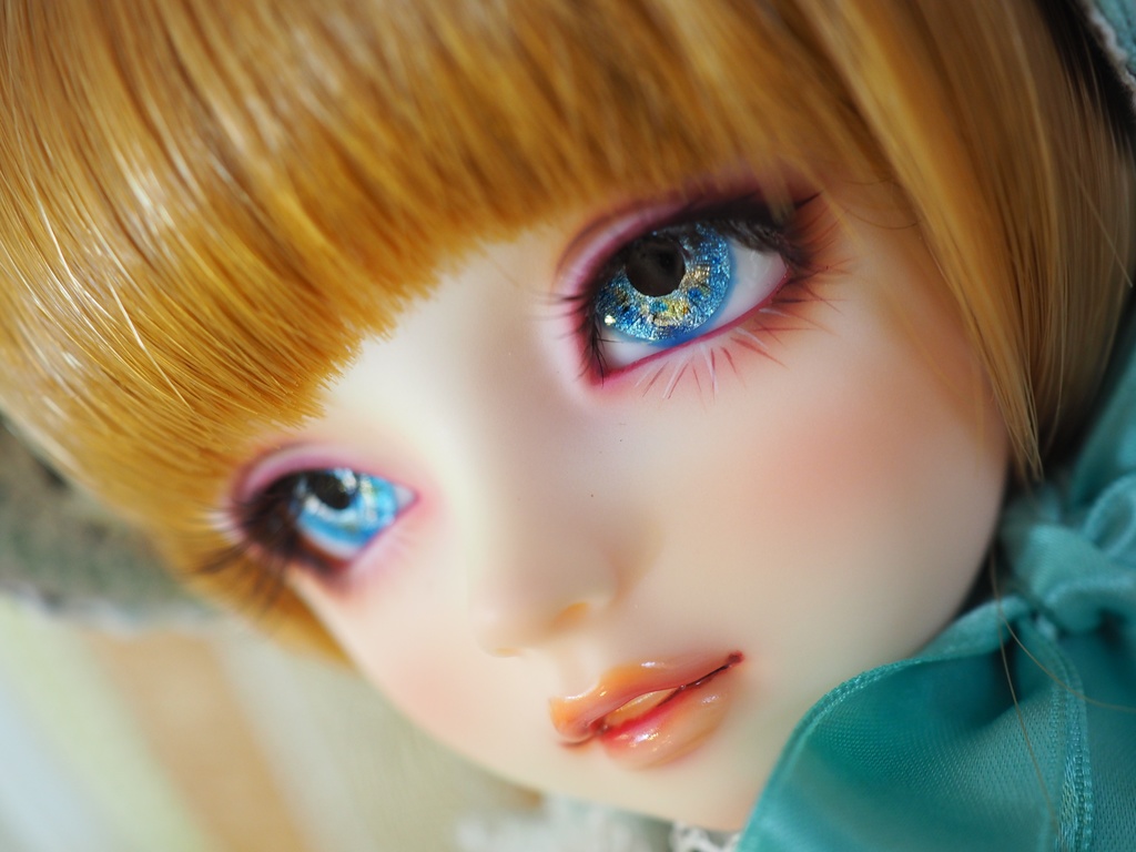 16mm/8.5mm ブルー+イエロー 水彩タイプ 虹彩線あり 七宝グラスアイ