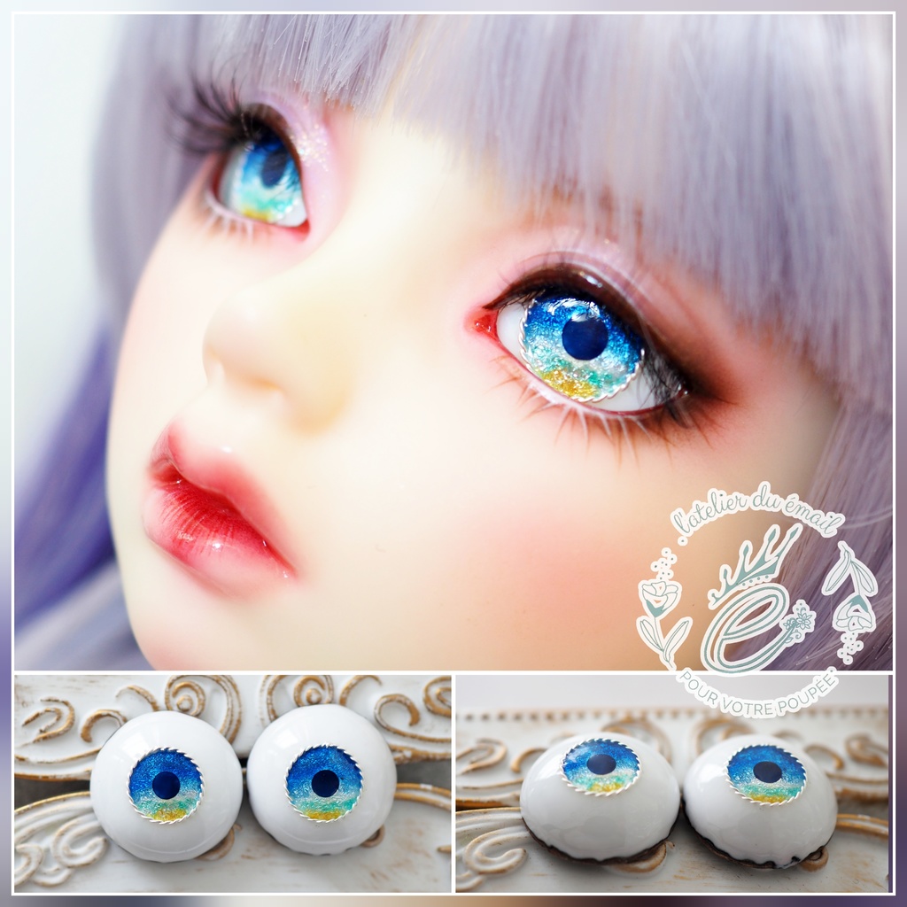18mm/9mm 渚（ブルー系）より線ジェムタイプ 七宝グラスアイ