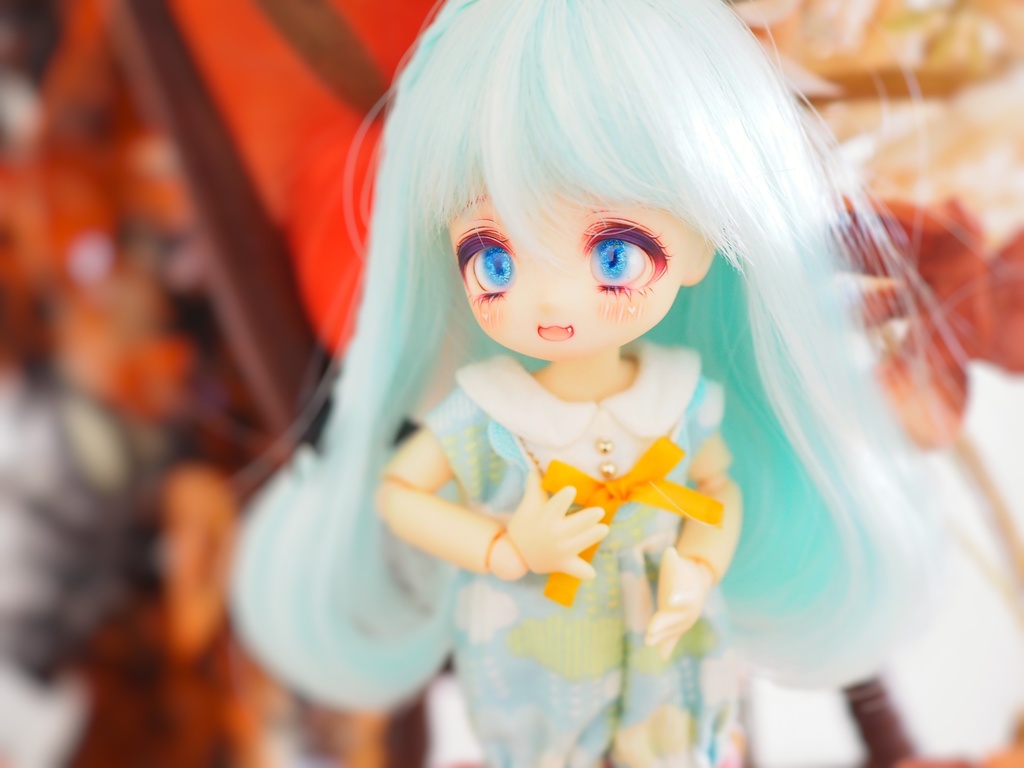 8mm/5-4mm ブルー系 アニメ風水彩タイプ 七宝グラスアイ
