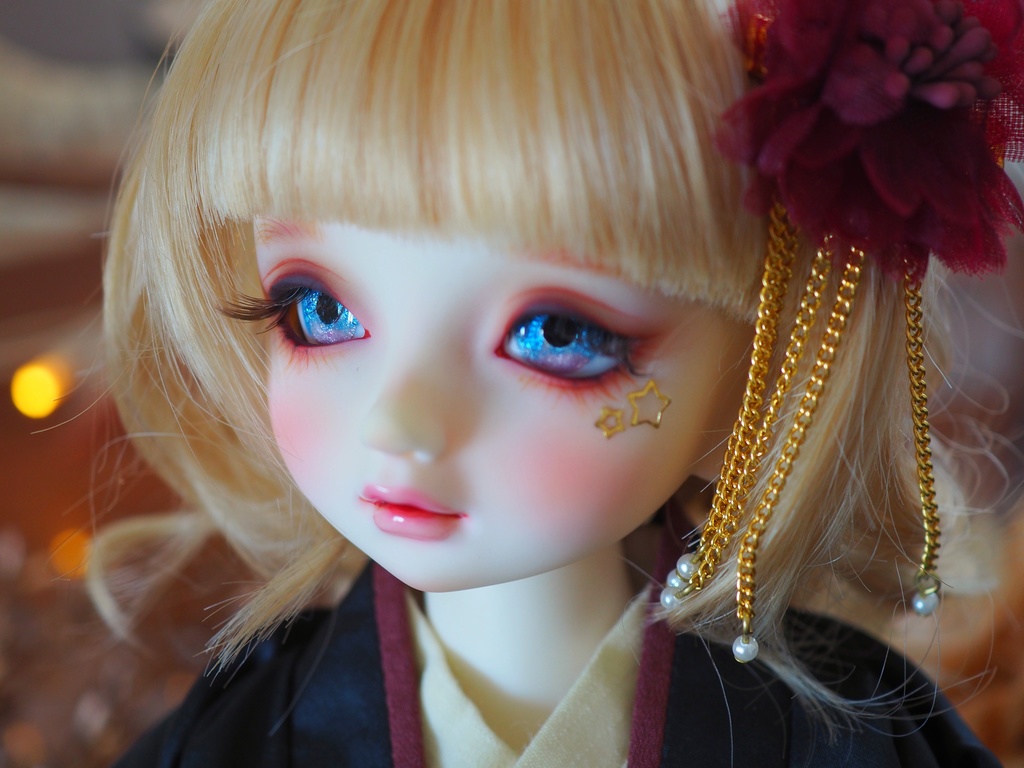 16mm/9mm ブルー×ピンク 水彩タイプ 七宝グラスアイ
