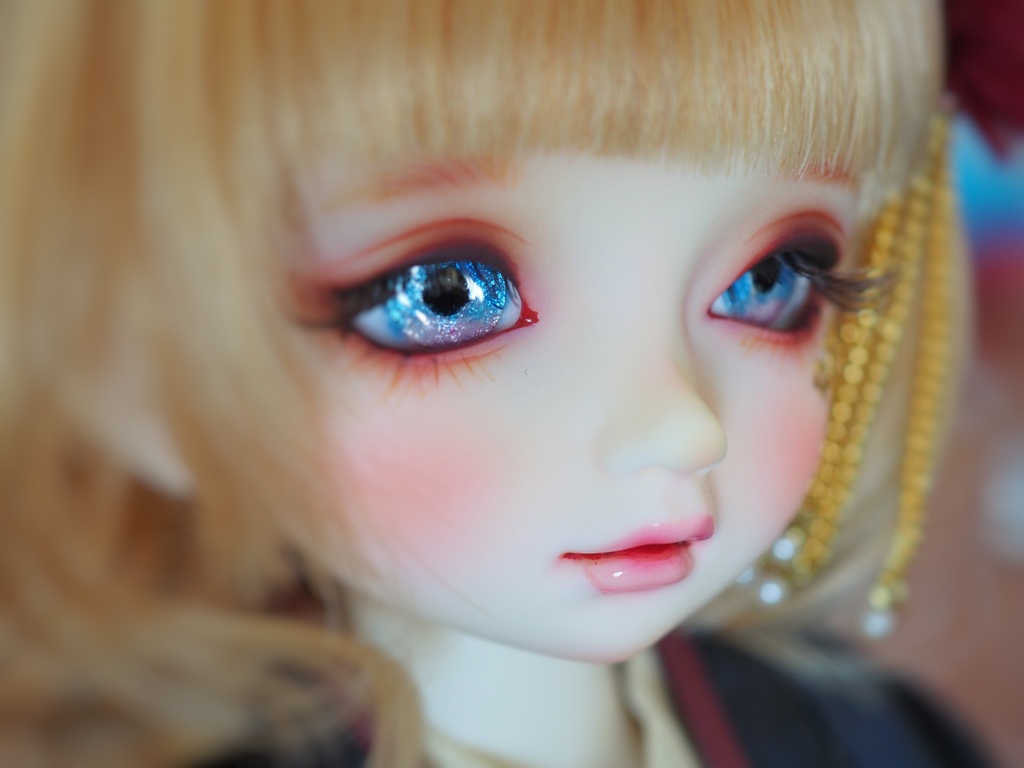16mm/9mm ブルー×ピンク 水彩タイプ 七宝グラスアイ