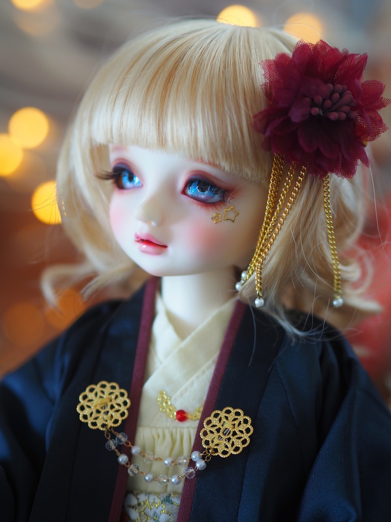16mm/9mm ブルー×ピンク 水彩タイプ 七宝グラスアイ