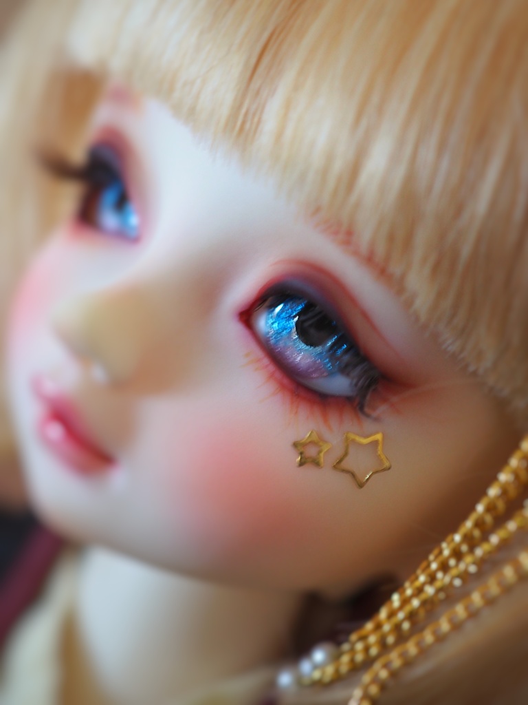 16mm/9mm ブルー×ピンク 水彩タイプ 七宝グラスアイ