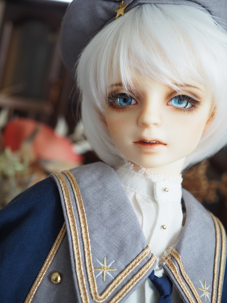 18mm/8.5mm ブルー×ホワイト ジェムタイプ 七宝グラスアイ