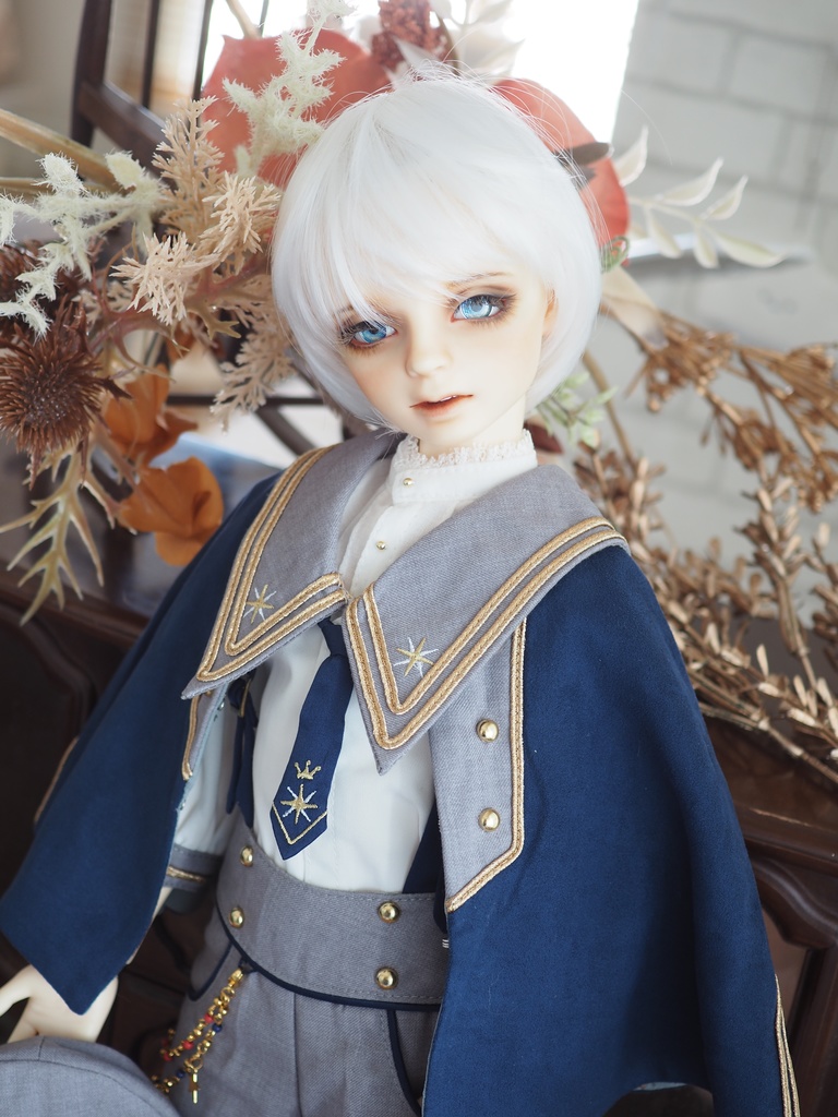 18mm/8.5mm ブルー×ホワイト ジェムタイプ 七宝グラスアイ