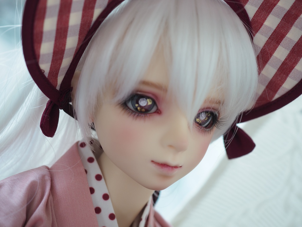 18mm/10mm 赤系 ピンク瞳孔+金箔 カッパータイプ 七宝グラスアイ