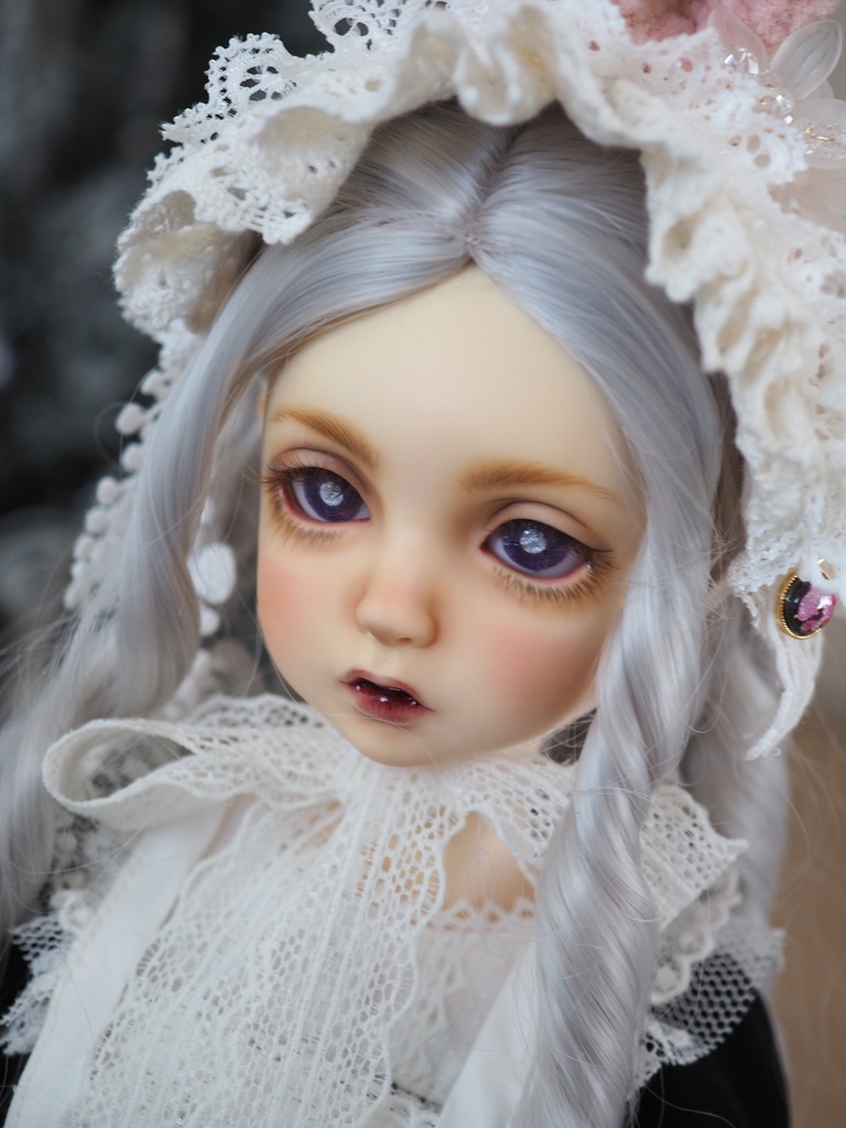 16mm/8.5mm パープル（瞳孔シルバー）水彩タイプ 七宝グラスアイ