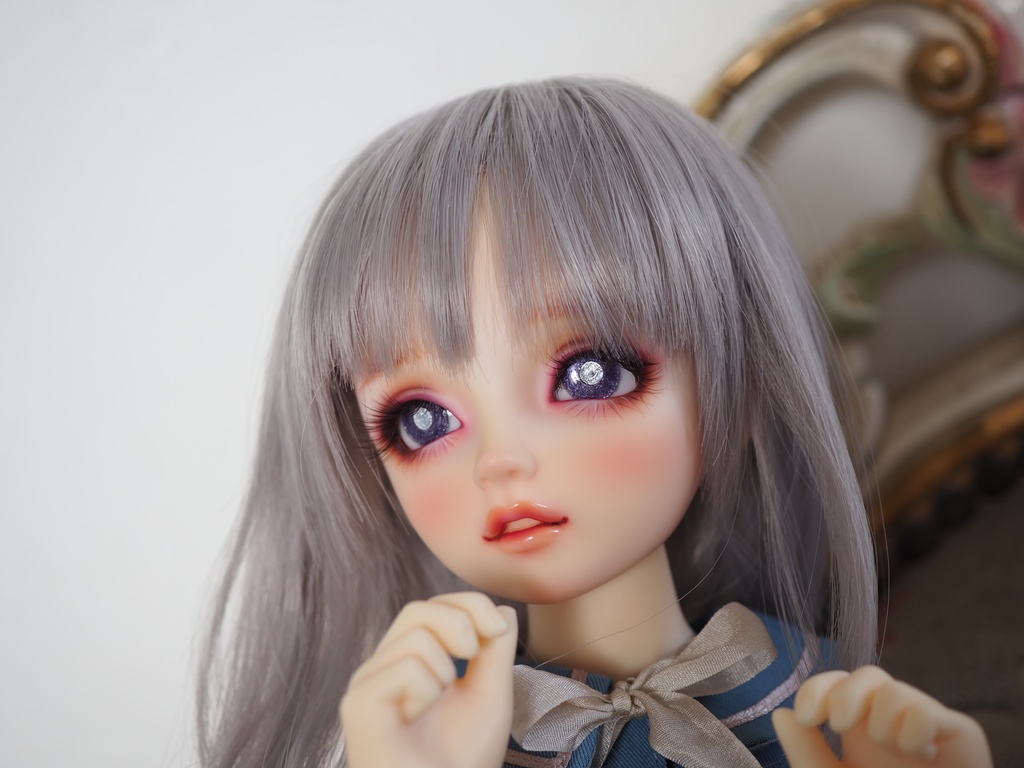 16mm/8.5mm パープル（瞳孔シルバー）水彩タイプ 七宝グラスアイ