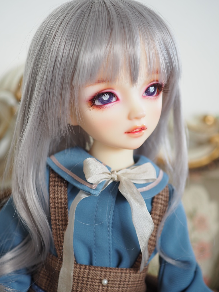 16mm/8.5mm パープル（瞳孔シルバー）水彩タイプ 七宝グラスアイ