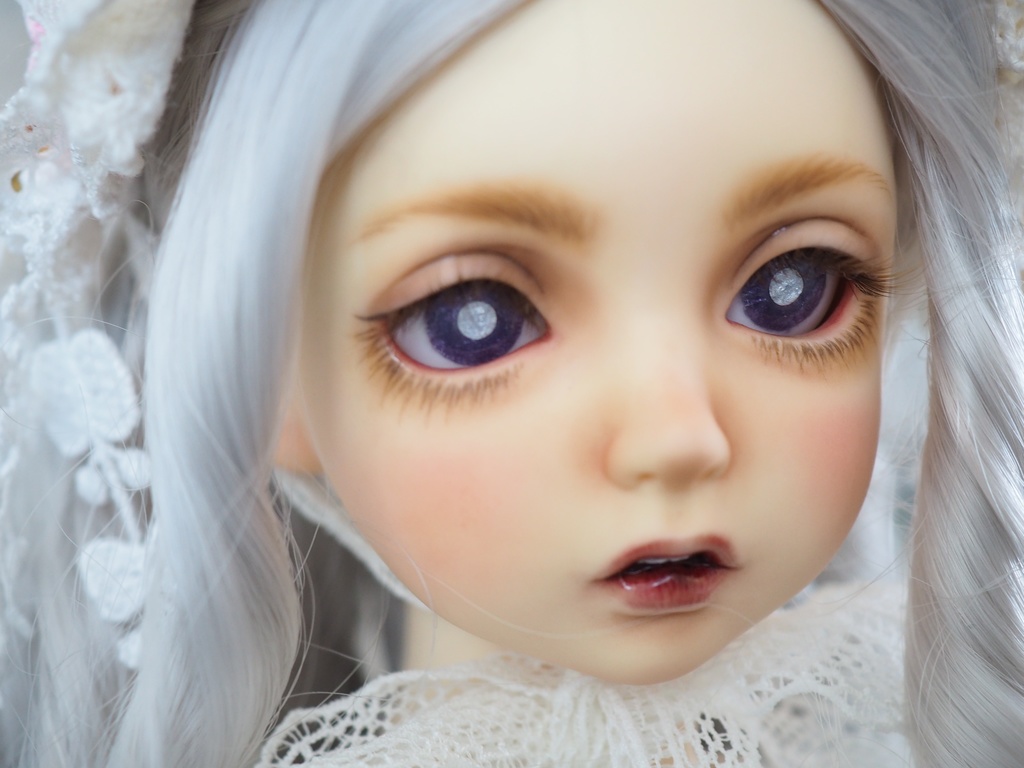 16mm/8.5mm パープル（瞳孔シルバー）水彩タイプ 七宝グラスアイ