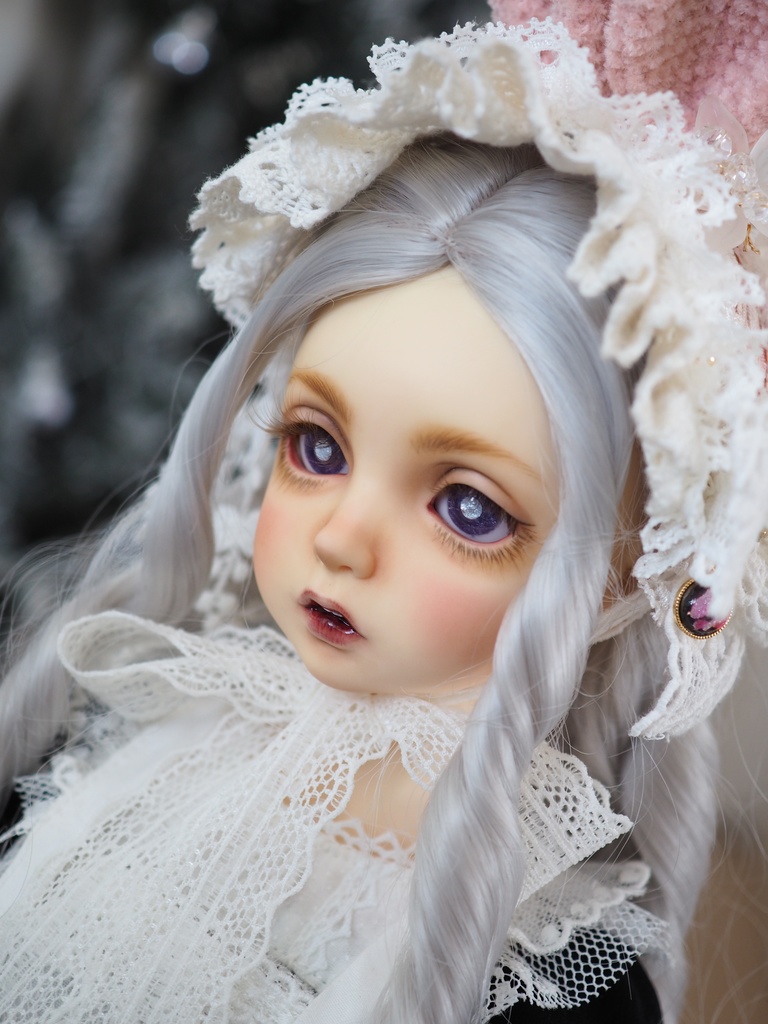 16mm/8.5mm パープル（瞳孔シルバー）水彩タイプ 七宝グラスアイ