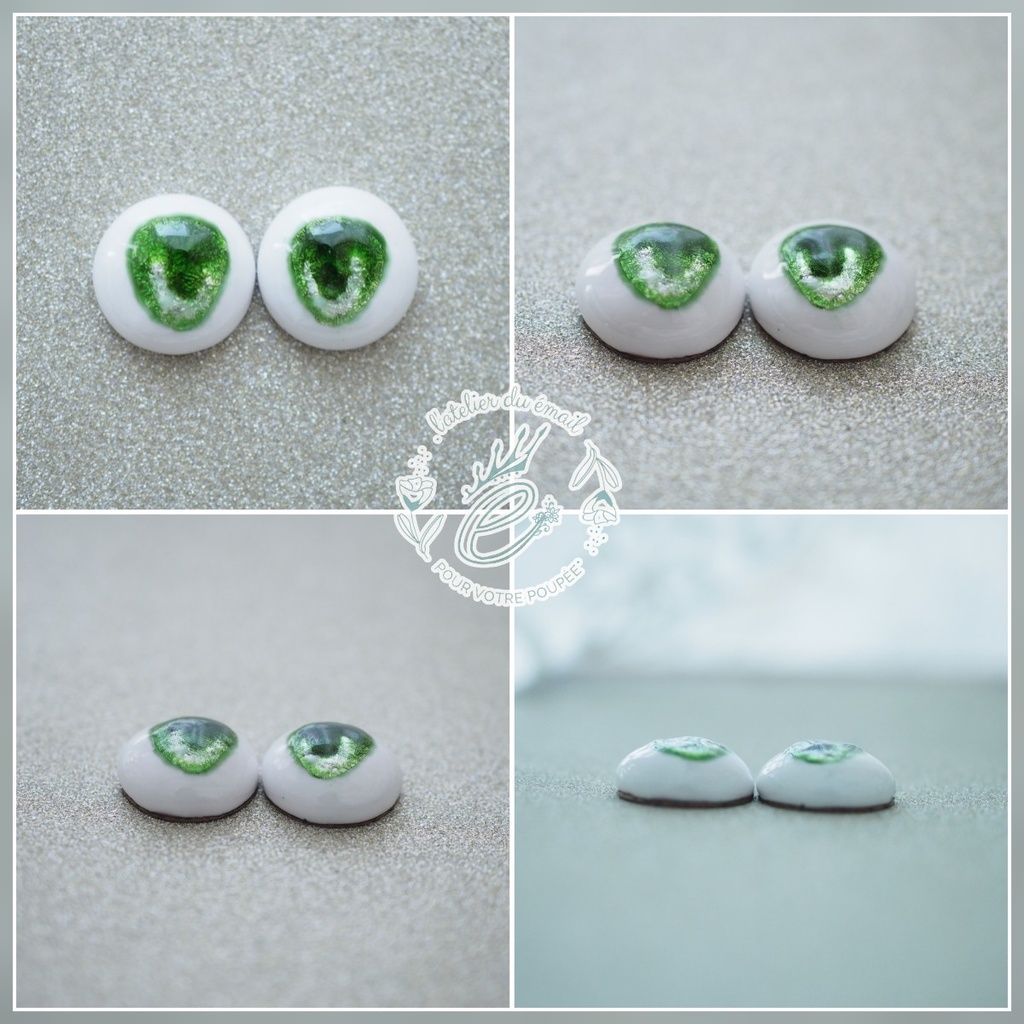 13mm/10-8mm グリーン アニメ風水彩タイプ 七宝グラスアイ