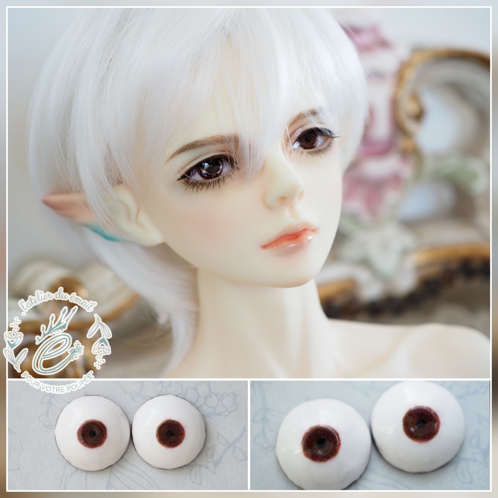 【B品】18mm/7mm 小虹彩 ダークレッド 水彩タイプ 七宝グラスアイ